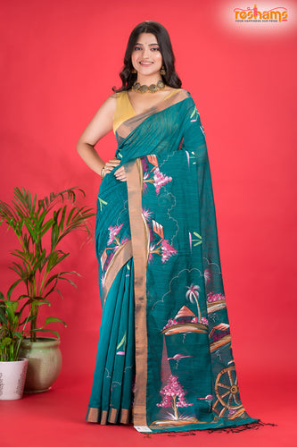 LINEN Handpaint Deep Green