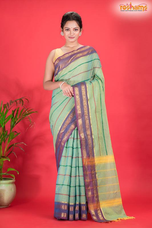 KOVAI KORA COTTON PURPLE GREEN