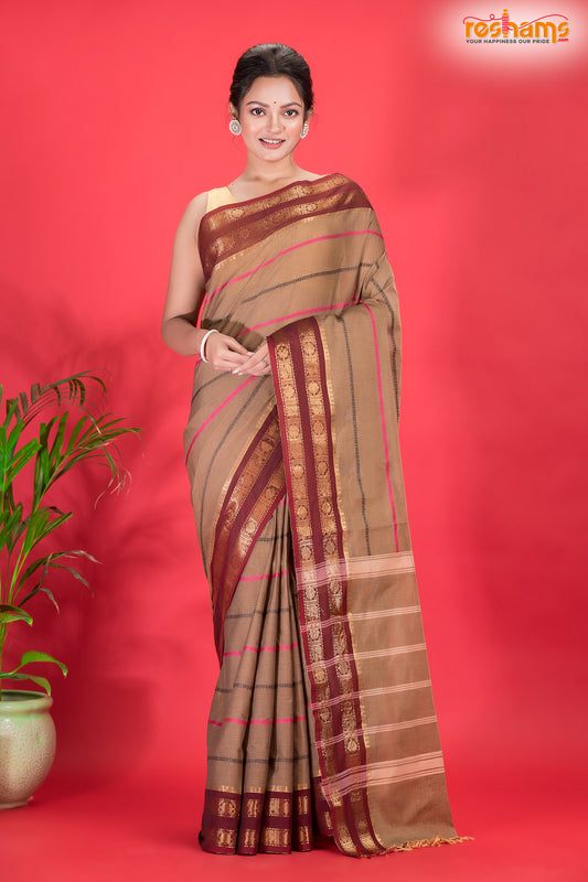 KOVAI KORA COTTON PURPLE GOLDEN BROWN