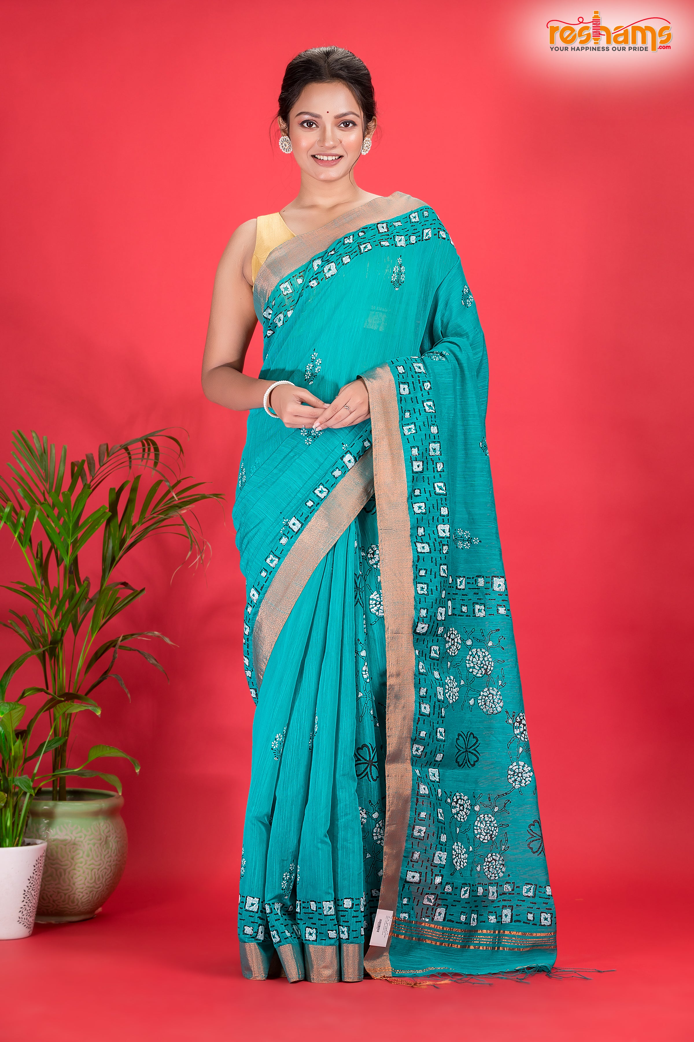 LINEN Handpaint Green