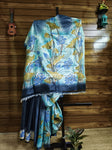 Hand Embroidered Hand Painted Kantha Stitch Mixed Saree – Woven in Pure Tussar Silk