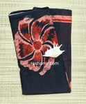 Mul Cotton Digital Print Saree – Black with Red Flower