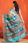 Tussar Kantha Stitch with hand paint lotus motif