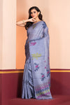 Pure Tussar Silk Jamdani Grey
