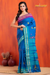 Vidarbha Pure Tussar Blue With Gujrathi Stitch