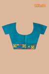 Vidarbha Pure Tussar Blue With Gujrathi Stitch