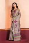 Pure Tussar Silk Jamdani Biscuit Brown