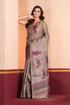 Pure Tussar Silk Jamdani Biscuit Brown