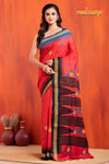 Vidarbha Pure Tussar Red With Gujrathi Stitch