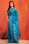 Pure Tussar Silk Jamdani Blue