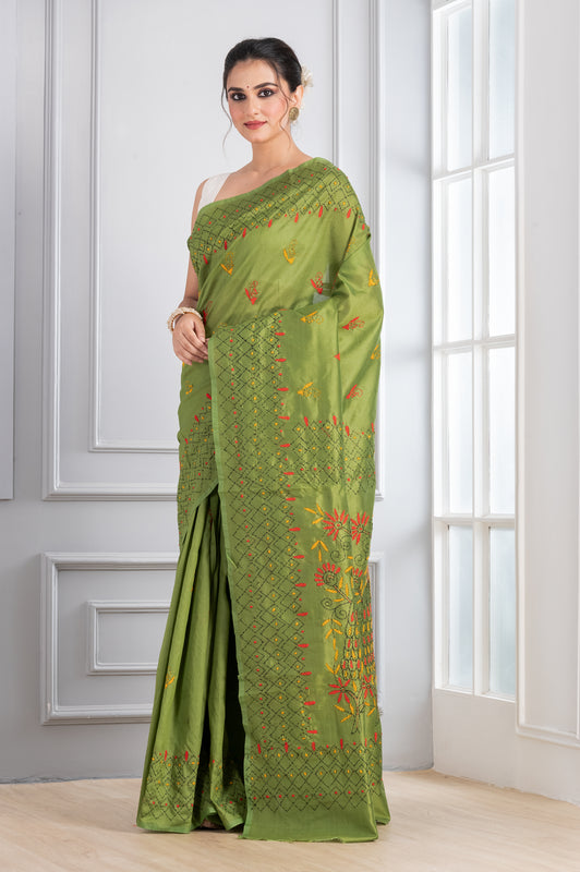 Hand Embroidery Stitche Green