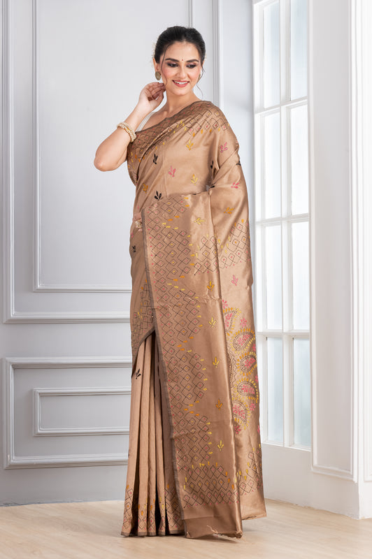 Hand Embroidery Stitch Pink Gold