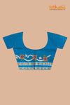 Vidarbha Pure Tussar Blue With Gujrathi Stitch