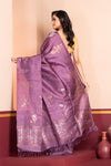 Pure Tussar Silk Jamdani Purple