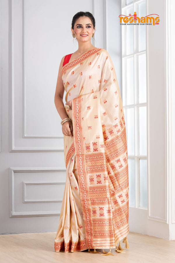 Assam Silk Red White