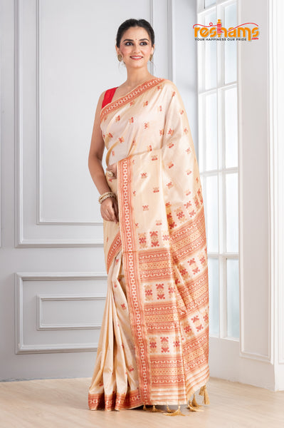 Assam Silk Red White