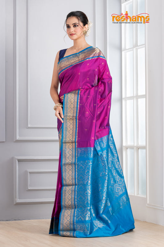 Kanjivaram Pure Silk Sky Purple