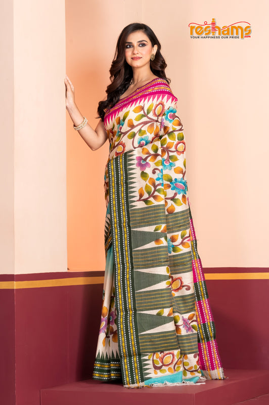 Vidarbha Pure Tussar White Kalamkari
