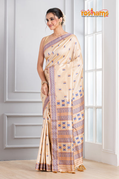 Assam Silk White Blue