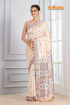 Assam Silk White Gold Blue
