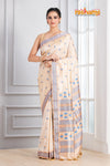 Assam Silk White Gold Blue