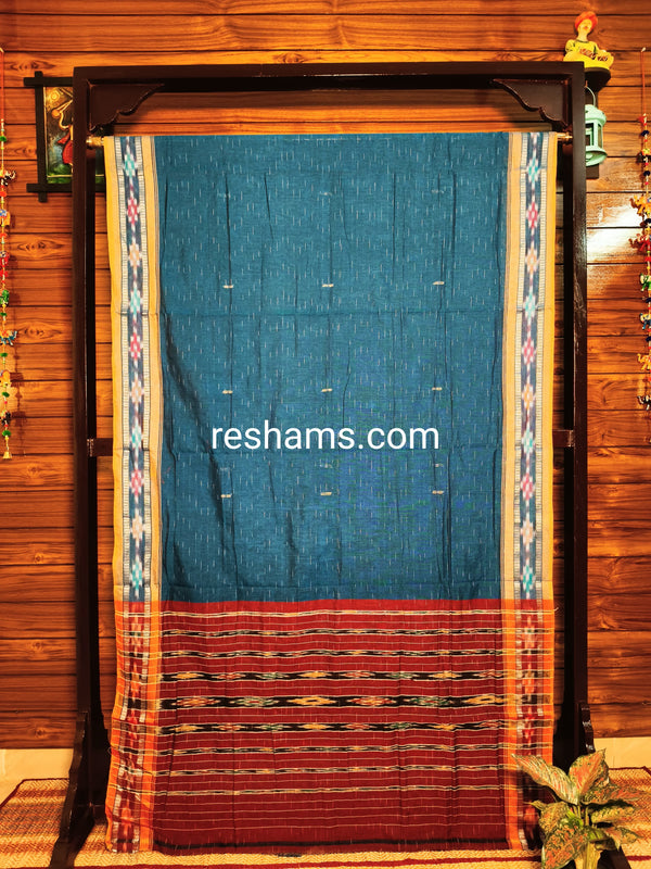 Pure Sambalpuri Cotton Saree -  Colour Green