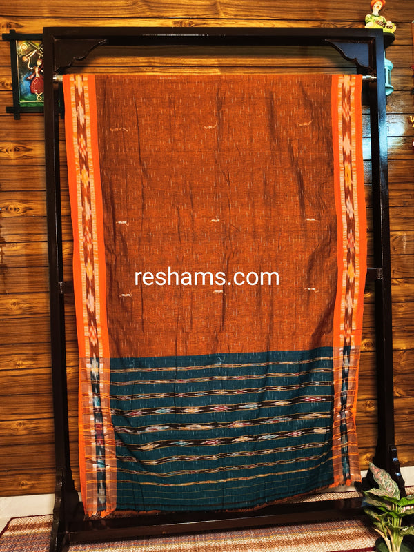 Pure Sambalpuri Cotton Saree -  Colour Orange