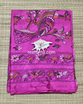 Hand Embroidered Kantha Stitch Pink Saree – Woven in Bangalore Silk