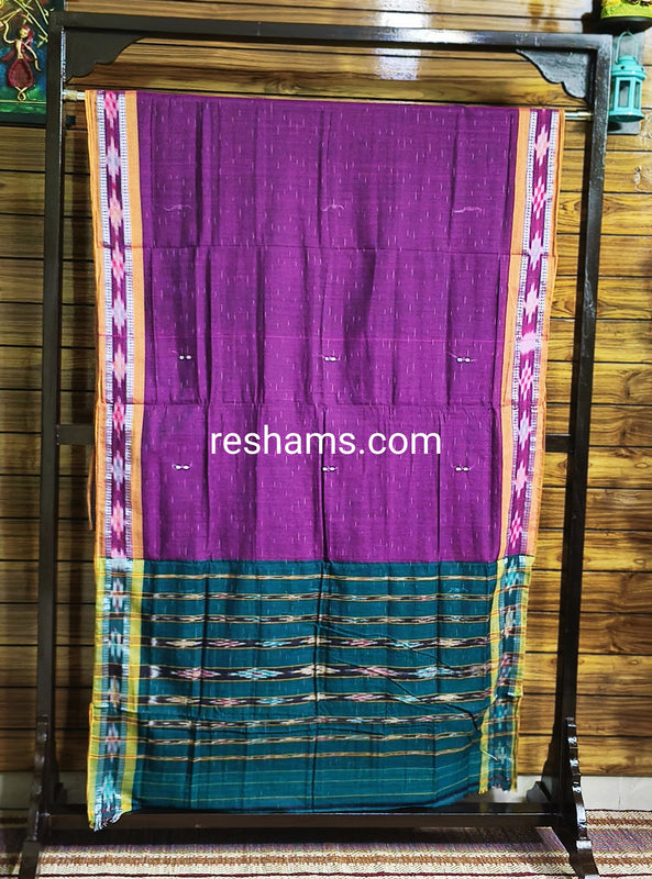 Pure Sambalpuri Cotton Saree -  Colour Purple