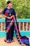Mul Cotton Digital Print Saree – Black