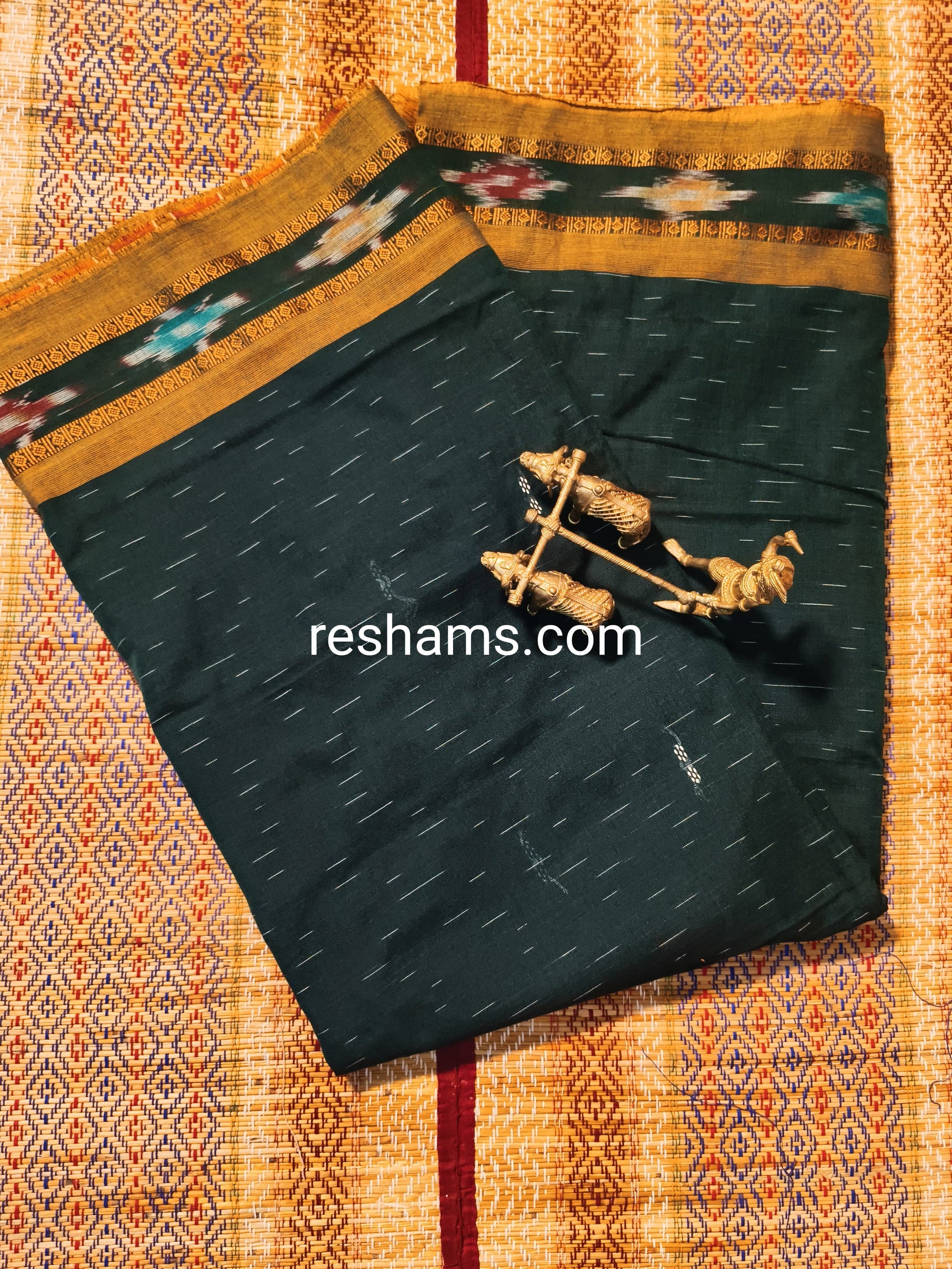 Pure Sambalpuri Cotton Saree -  Colour Green-Pink