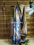 Hand Embroidered Hand Painted Kantha Stitch Mixed Saree – Woven in Pure Tussar Silk