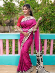 Chanderi Silk-Cotton Saree in Kalamkari Prints  – Pinkish
