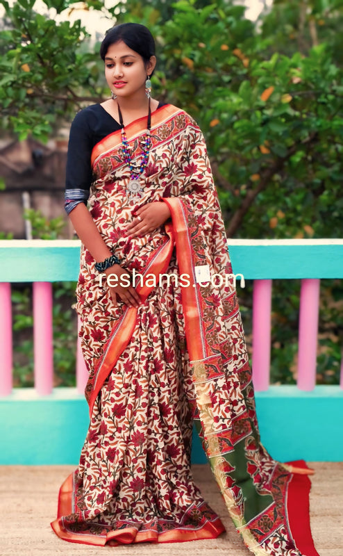 Maheshwari Zari Cotton Saree - Mixed Colour