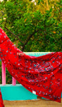 Hand Embroidered Kantha Stitch Red  Saree – Woven in Bangalore Silk (Copy)