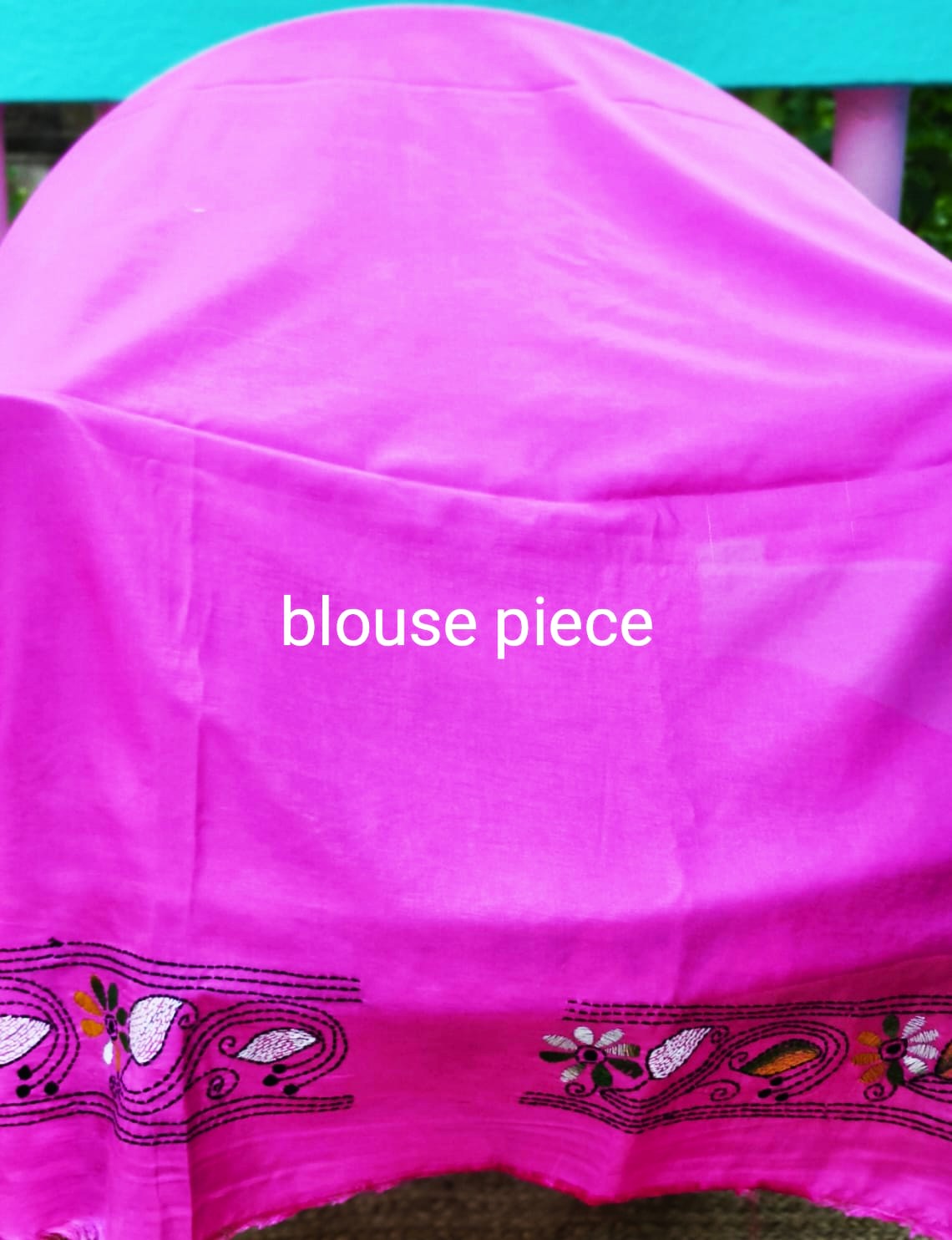 Hand Embroidered Kantha Stitch Pink Saree – Woven in Bangalore Silk