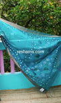Linen Cotton Hand Paint Saree – Sky Blue Body with Golden Zari Border