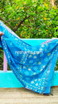Linen Cotton Hand Paint Saree – Dark Blue Body with Golden Zari Border