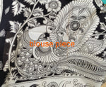 Chanderi Silk-Cotton Saree in Kalamkari Prints  – Dark Blue