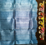 Pure Murshidabad Silk Saree – Hand Batik in Pink Blue Flower Pattern