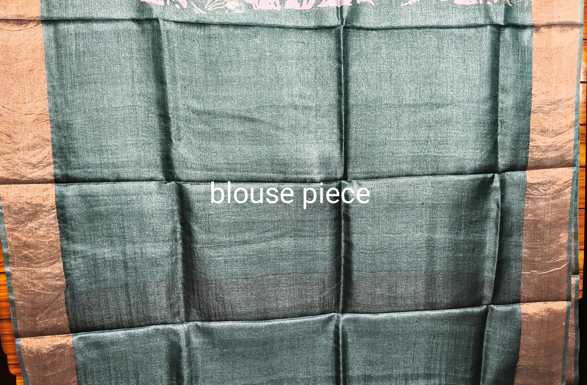 Pure Tussar Silk Saree – Printed with Green and Golden Zari Border