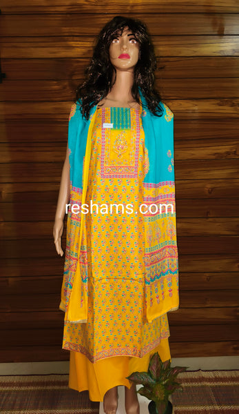 Cotton salwar with Colour Yellow & Blue