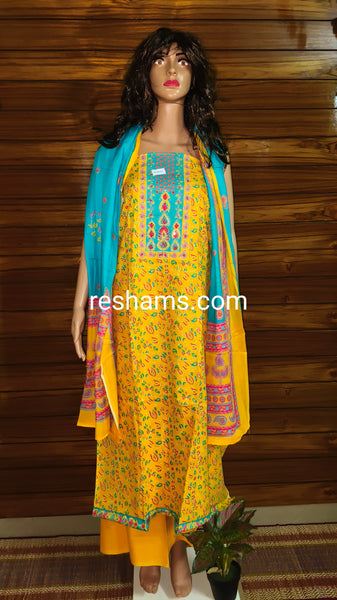 Cotton salwar with Colour Yellow & Blue