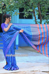 Bishnupuri Checks Katan Silk Saree in Blue Colour - Handwoven