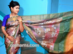 Tussar Mom Batik Silk Saree in Brownish  Colour - Handwoven